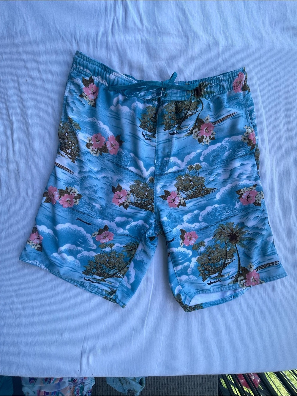 burnside Blue Tropical Floral Swim Board Shorts
